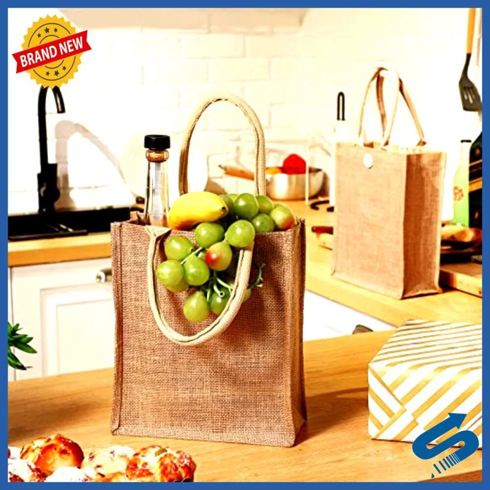Reusable Jute Tote Bags Bulk Blank DIY Craft Wedding Beach Grocery Shopping